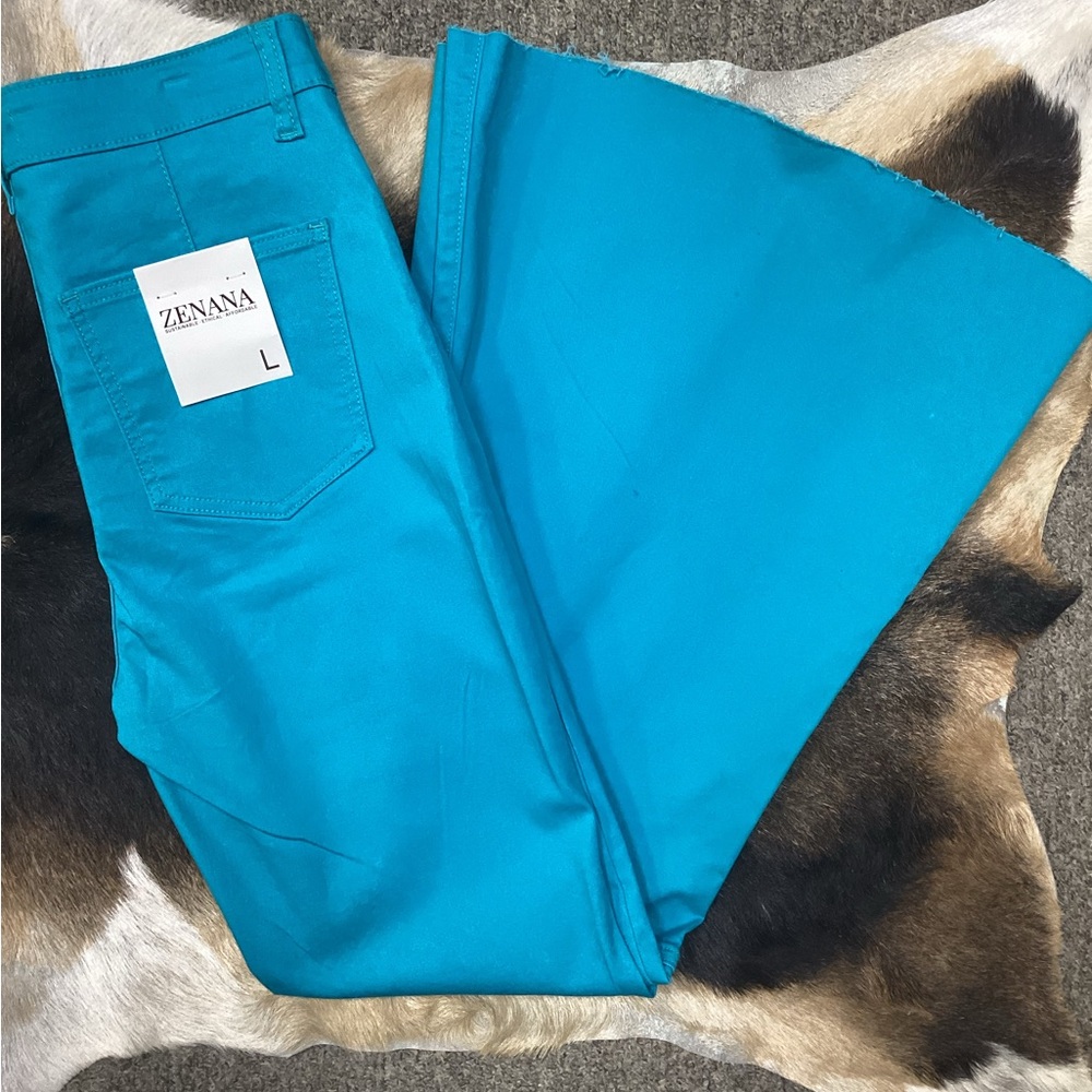 Ladies High Rise Xtra Flare, Stretch, BLUE